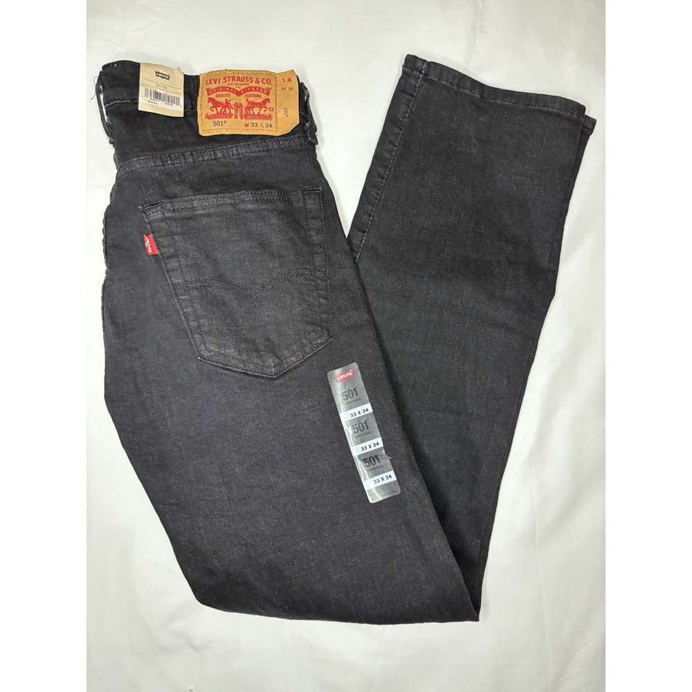 NEW Levi's 501 Original Fit Denim Jeans Black 33x34 Straight Leg Button‎ Fly NWT